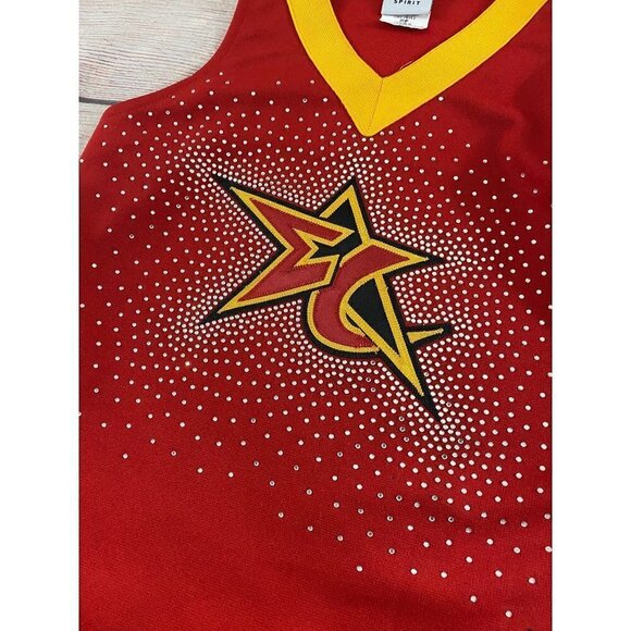 Varsity Spirit Red Cheerleading Cap Sleeve Embellished Top - YXL - Picture 3 of 10